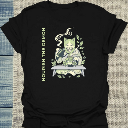 T-Shirt - Demon - Unisex - Katze & Kaffee Schwarz