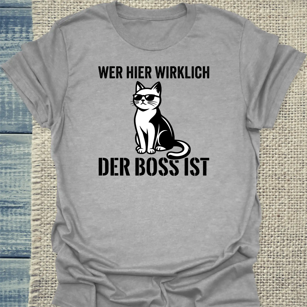 T-Shirt - Der Boss - Unisex - Katze Grau
