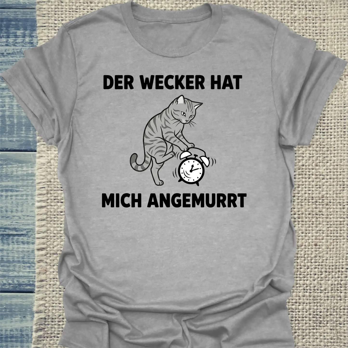 T-Shirt - Der Wecker - Unisex - Katze Grau