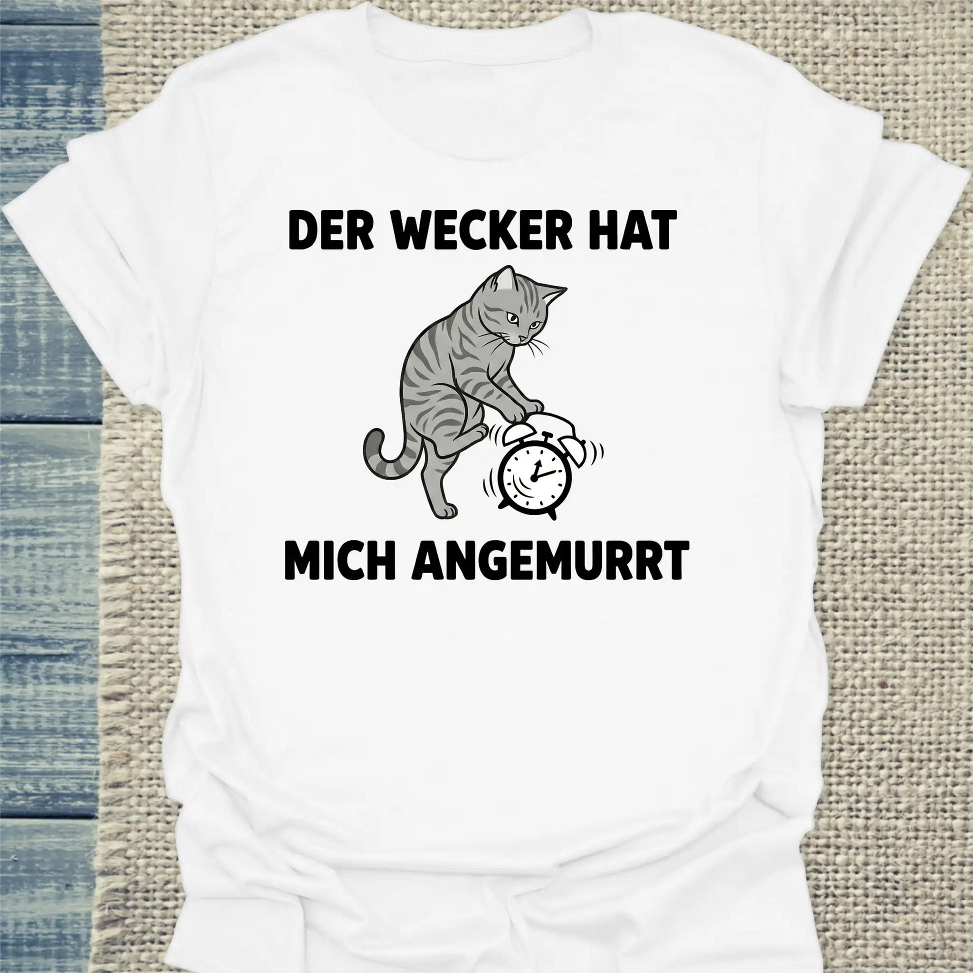 T-Shirt - Der Wecker - Unisex - Katze Weiß