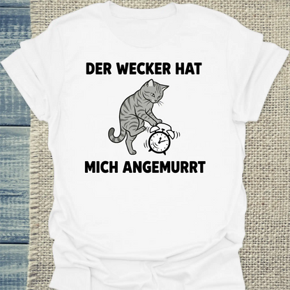 T-Shirt - Der Wecker - Unisex - Katze Weiß