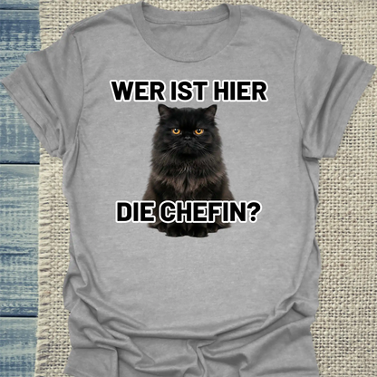 T-Shirt - Die Chefin - Unisex - Katze Grau
