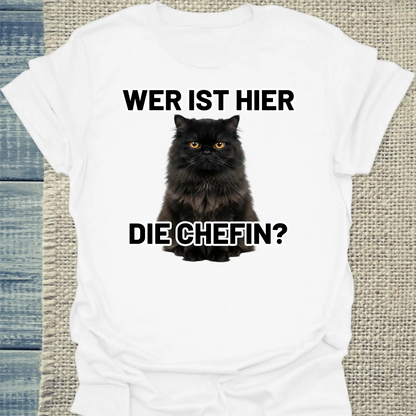 T-Shirt - Die Chefin - Unisex - Katze Weiß