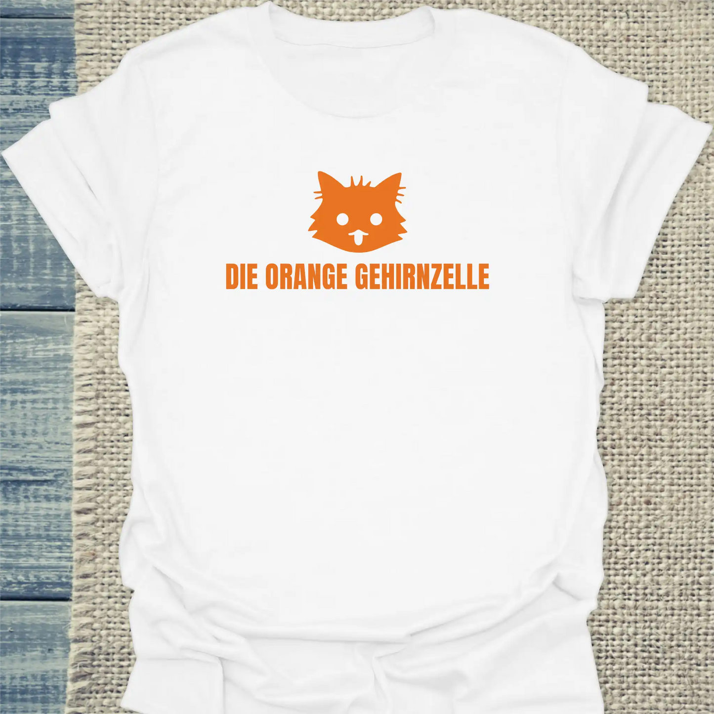 T-Shirt - Die Orange Gehirnzelle - Unisex - Katze Weiß