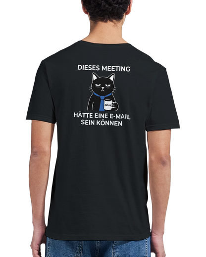 T-Shirt - Dieses Meeting - Rücken - Unisex - Katze & Kaffee, Back Schwarz