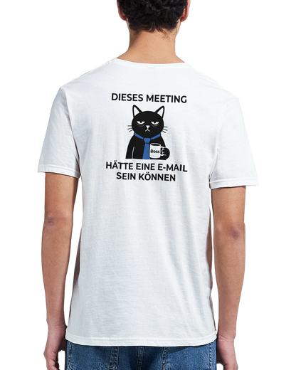 T-Shirt - Dieses Meeting - Rücken - Unisex - Katze & Kaffee, Back Weiß
