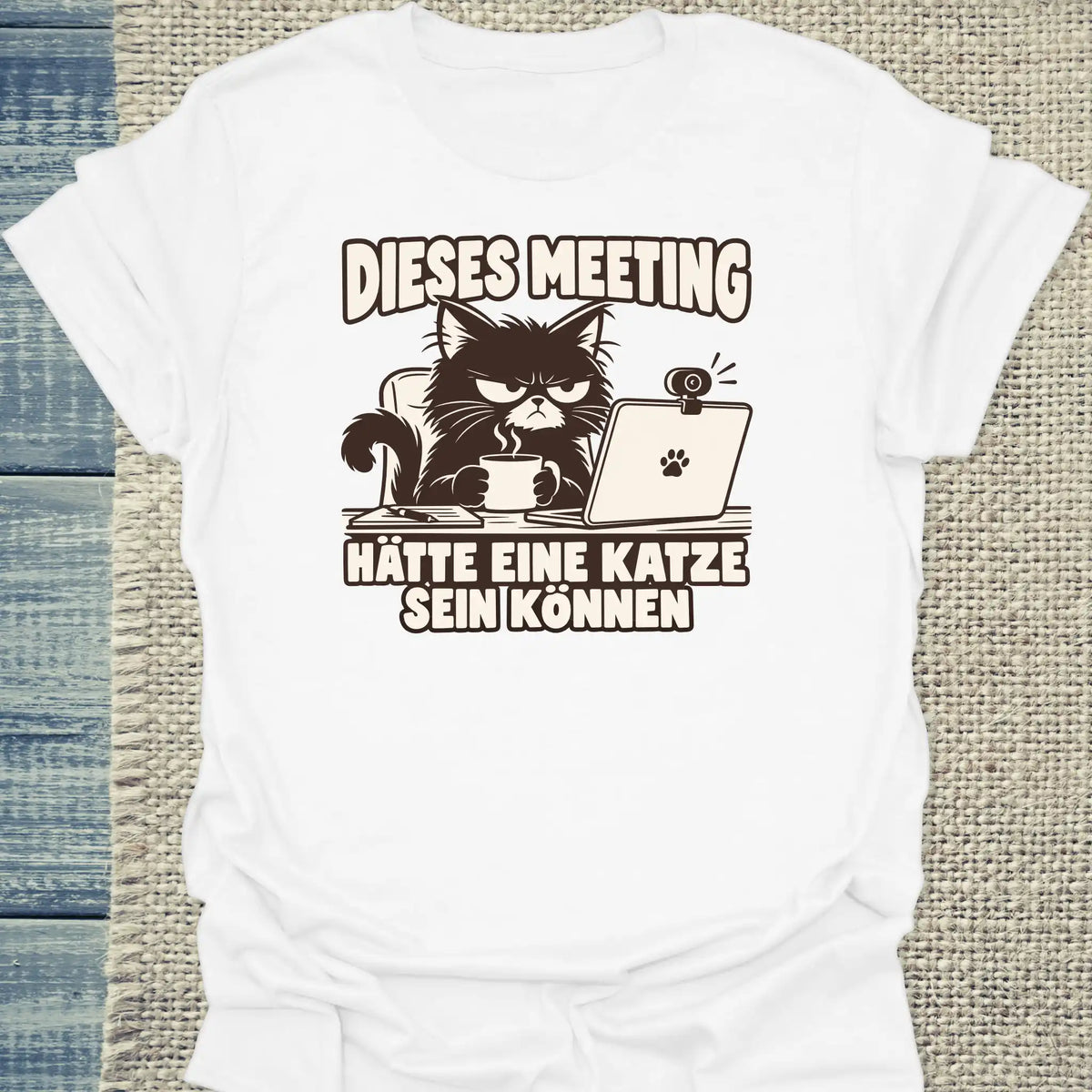 T-Shirt - Dieses Meeting - Unisex - Katze Weiß
