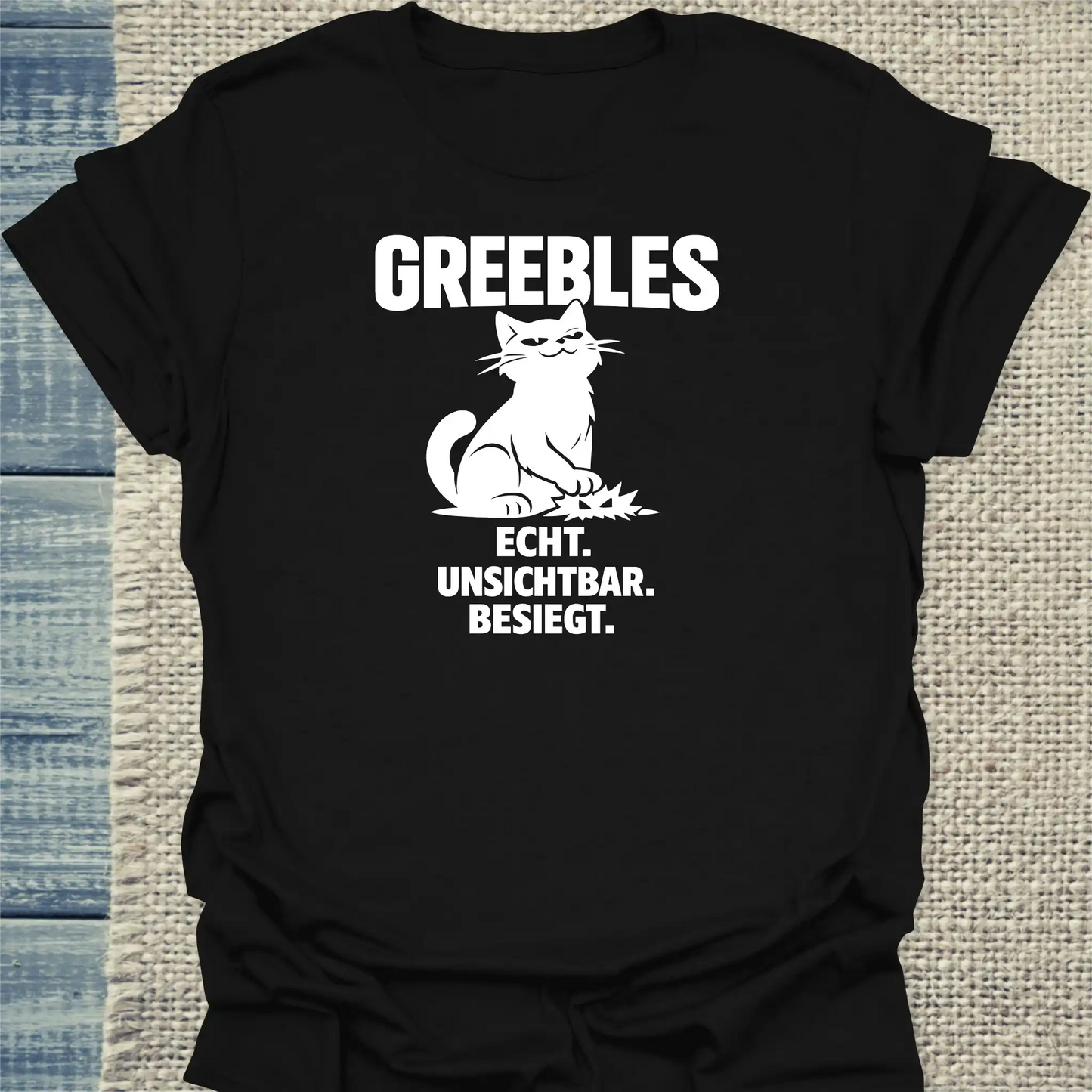 T-Shirt - Echt. Unsichtbar. Besiegt. - Unisex - Katze Schwarz
