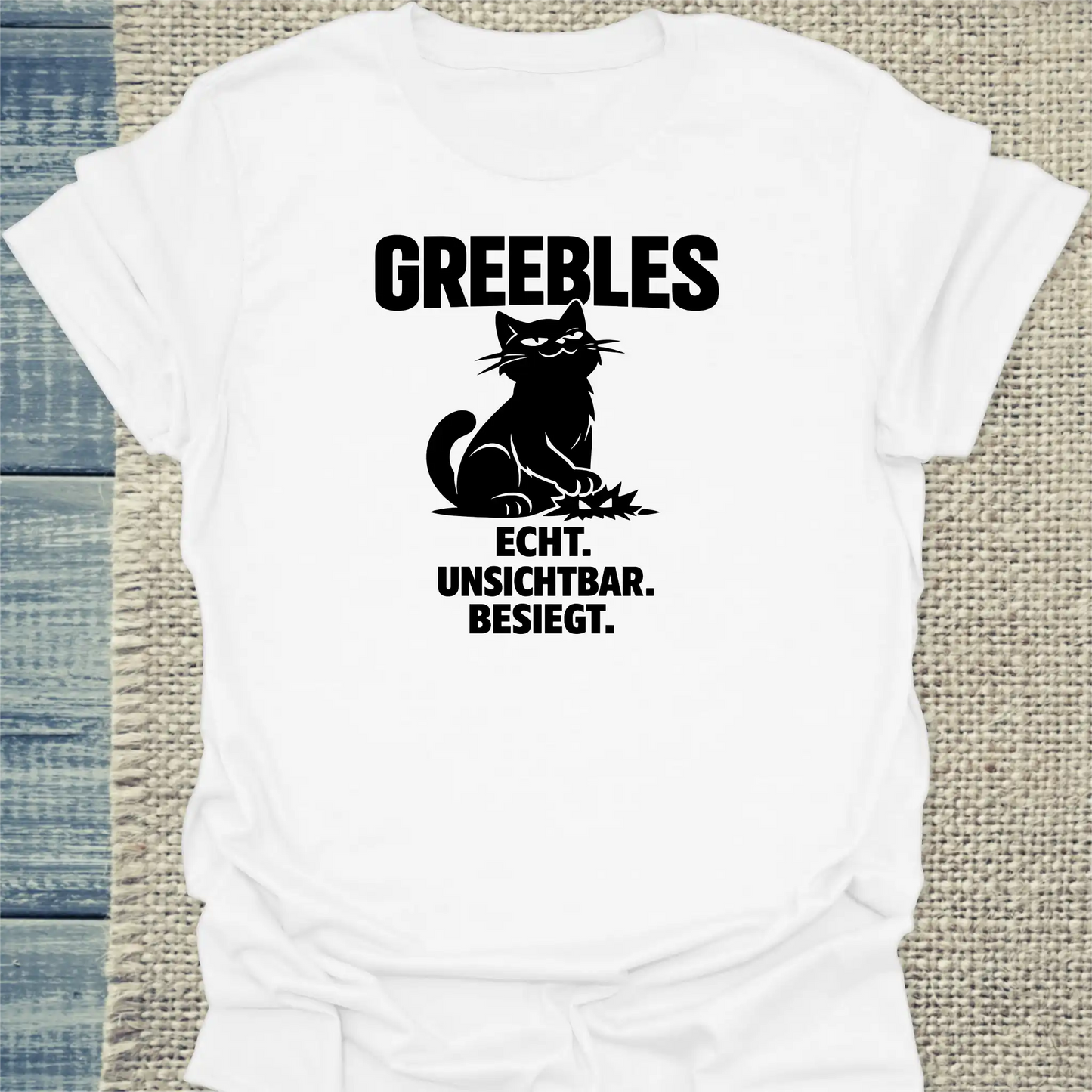 T-Shirt - Echt. Unsichtbar. Besiegt. - Unisex - Katze Weiß