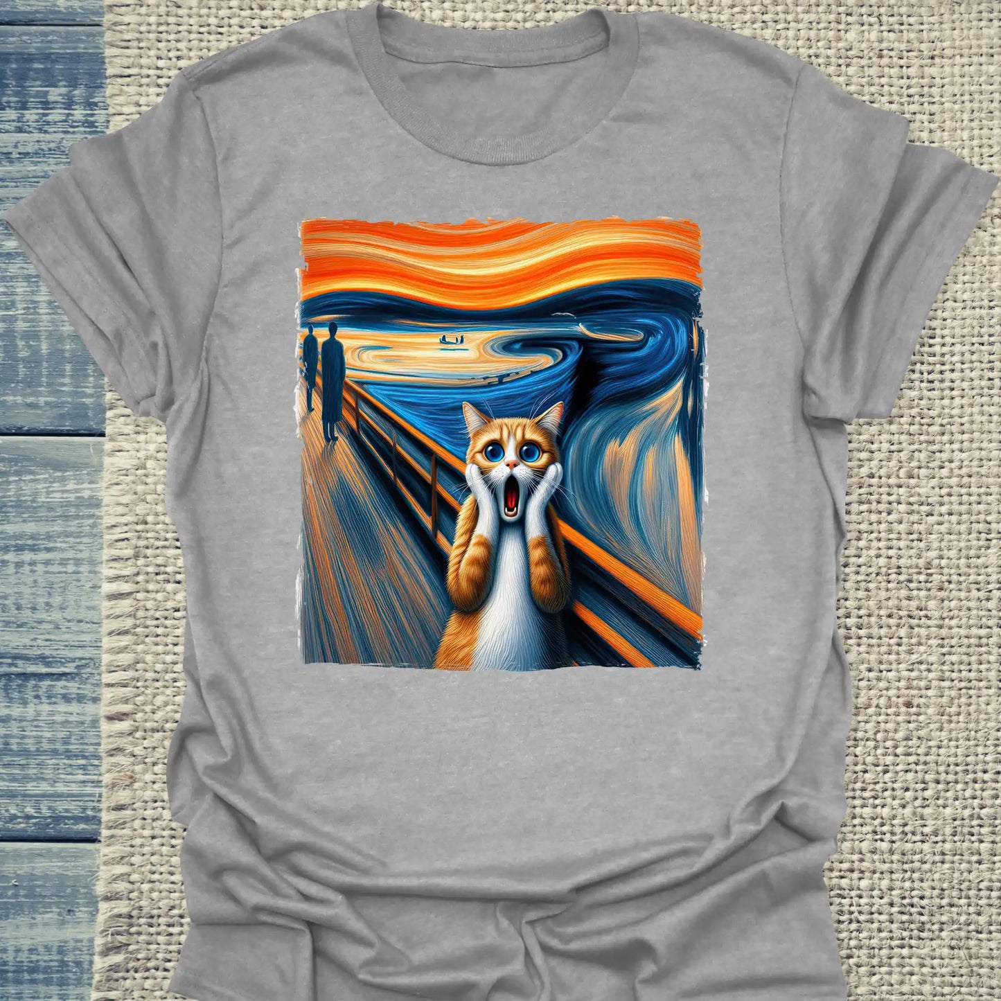 T-Shirt - Edvard Munch - Schreiende Katze - Unisex - Katze Grau