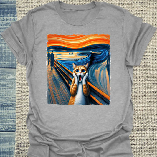 T-Shirt - Edvard Munch - Schreiende Katze - Unisex - Katze Grau