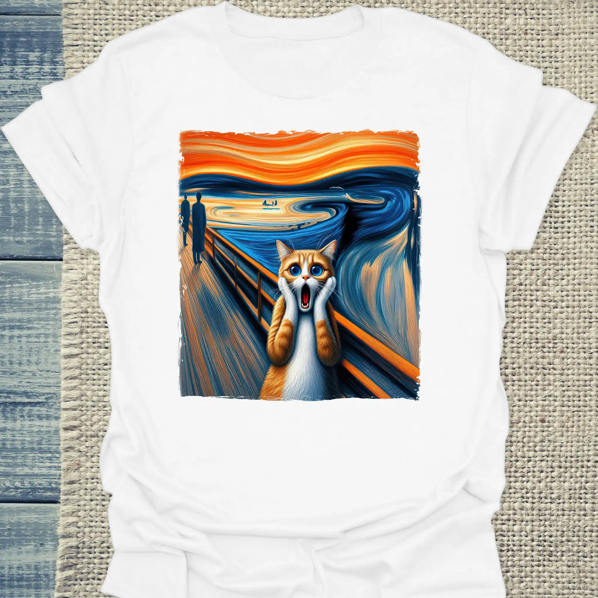 T-Shirt - Edvard Munch - Schreiende Katze - Unisex - Katze Weiß