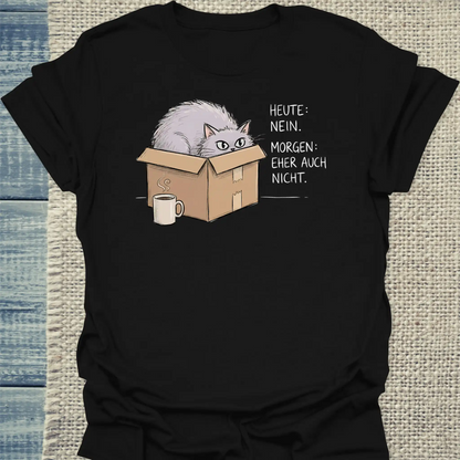 T-Shirt - Eher auch nicht - Unisex - Katze & Kaffee Schwarz