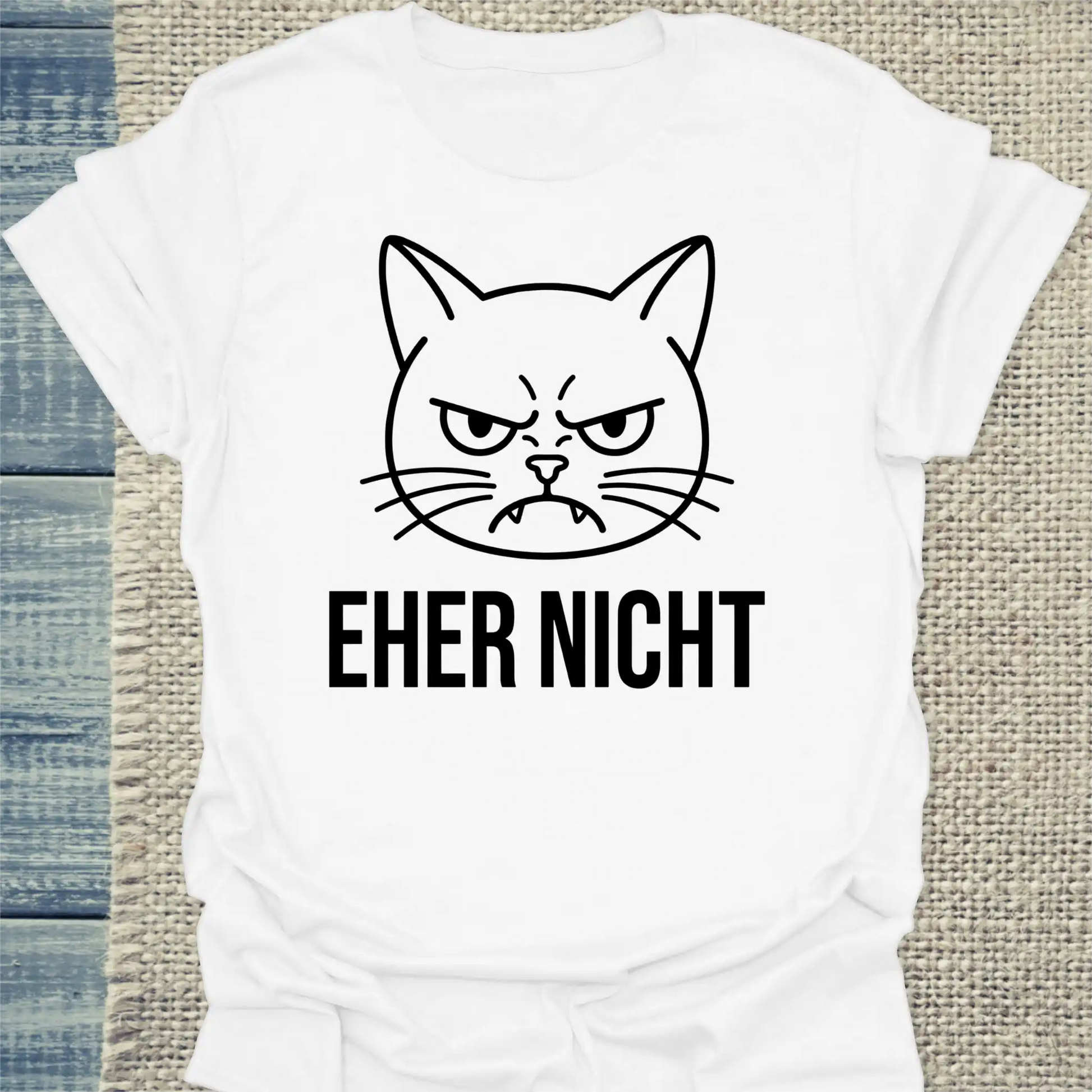 T-Shirt - Eher Nicht - Unisex - Katze & Kaffee Weiß