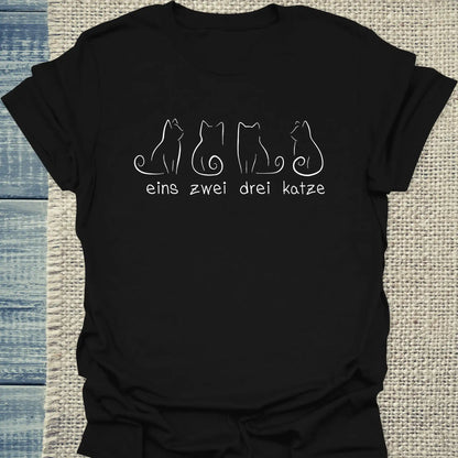 T-Shirt - Eins Zwei Drei Katze - Unisex - Katze Schwarz