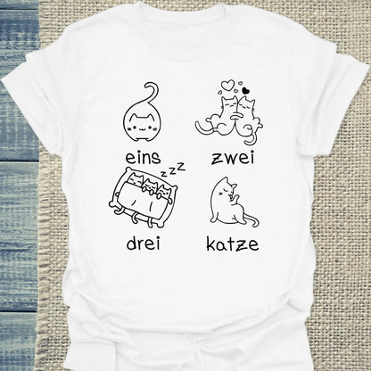 T-Shirt - eins zwei drei katze zzz - Unisex - Katze Weiß