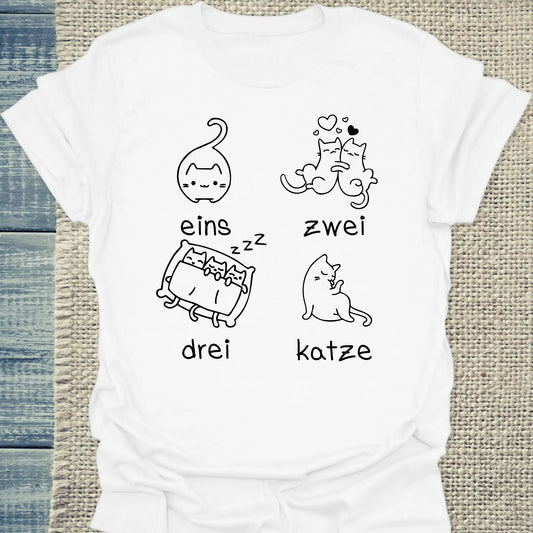 T-Shirt - eins zwei drei katze zzz - Unisex - Katze Weiß