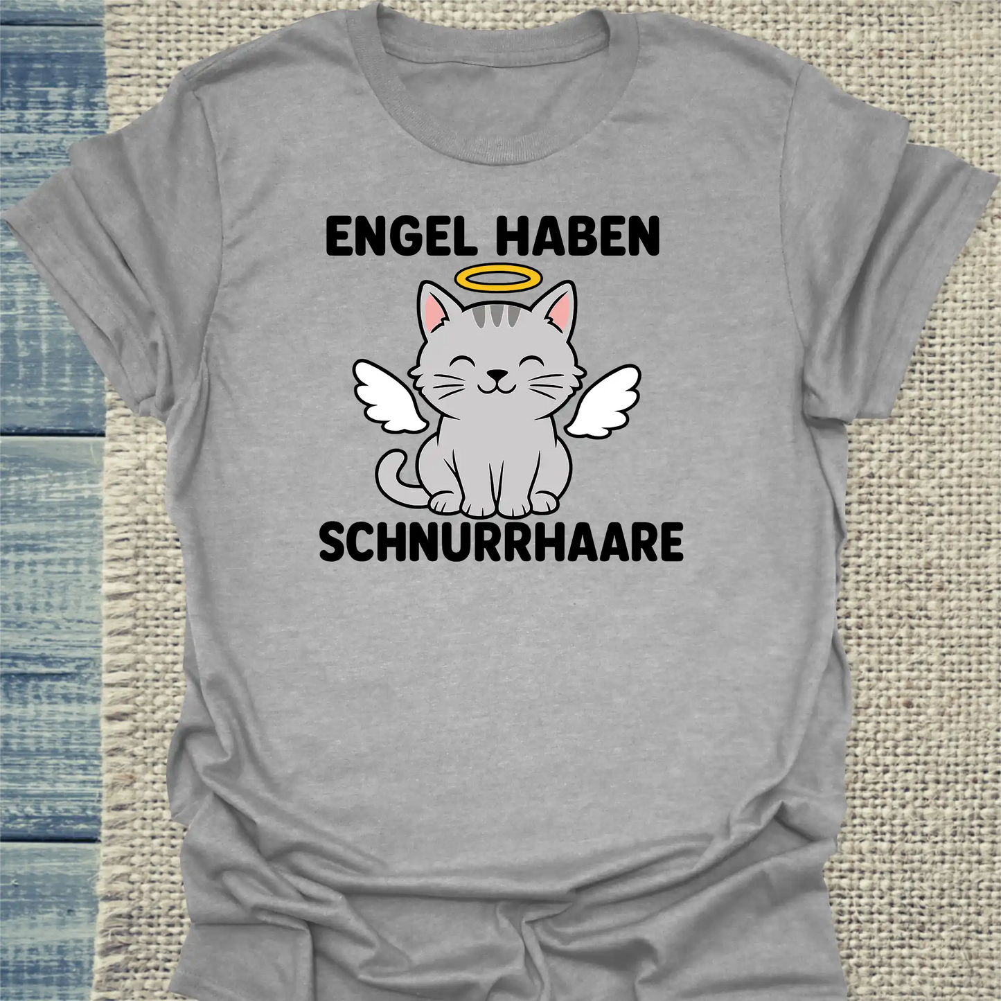 T-Shirt - Engel haben Schnurrhaare - Unisex - Katze Grau