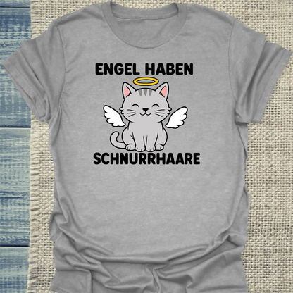 T-Shirt - Engel haben Schnurrhaare - Unisex - Katze Grau