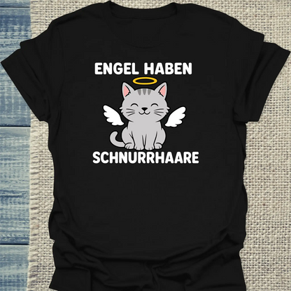 T-Shirt - Engel haben Schnurrhaare - Unisex - Katze Schwarz