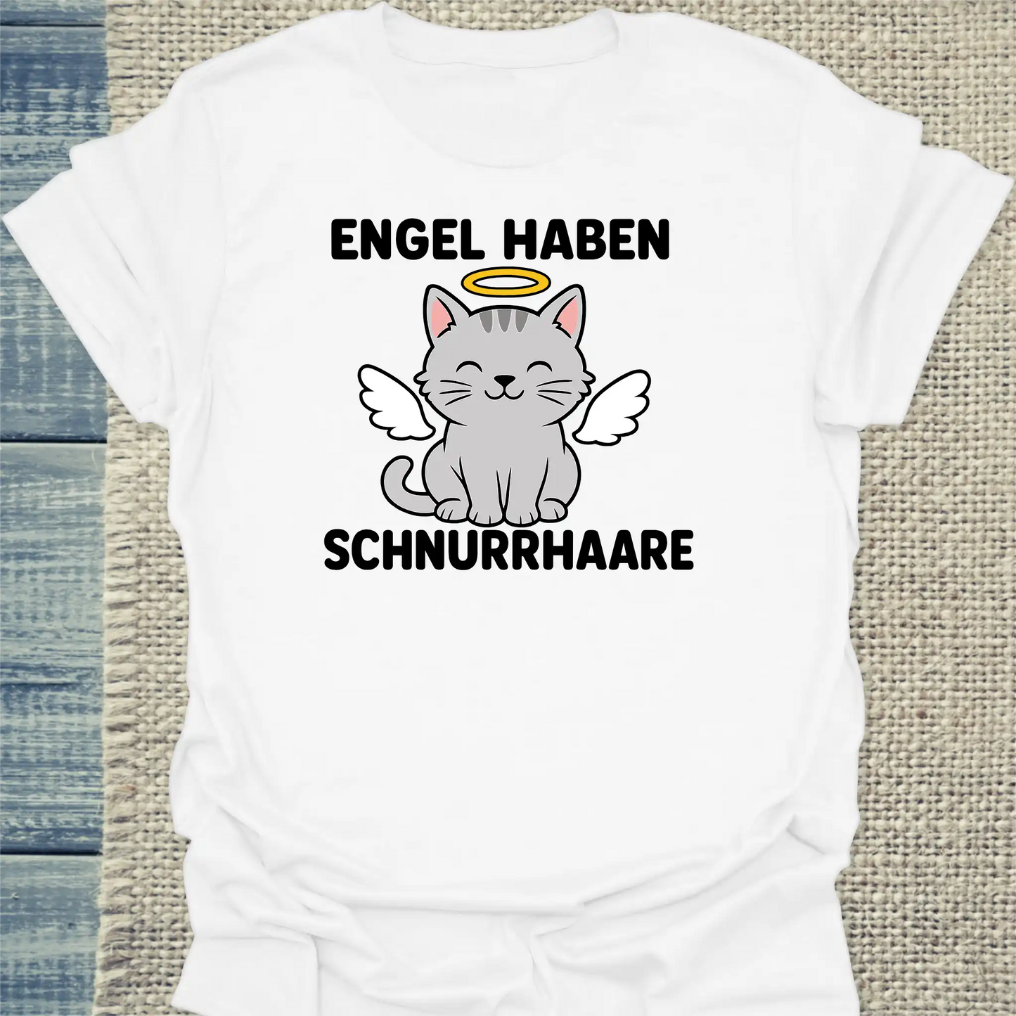 T-Shirt - Engel haben Schnurrhaare - Unisex - Katze Weiß