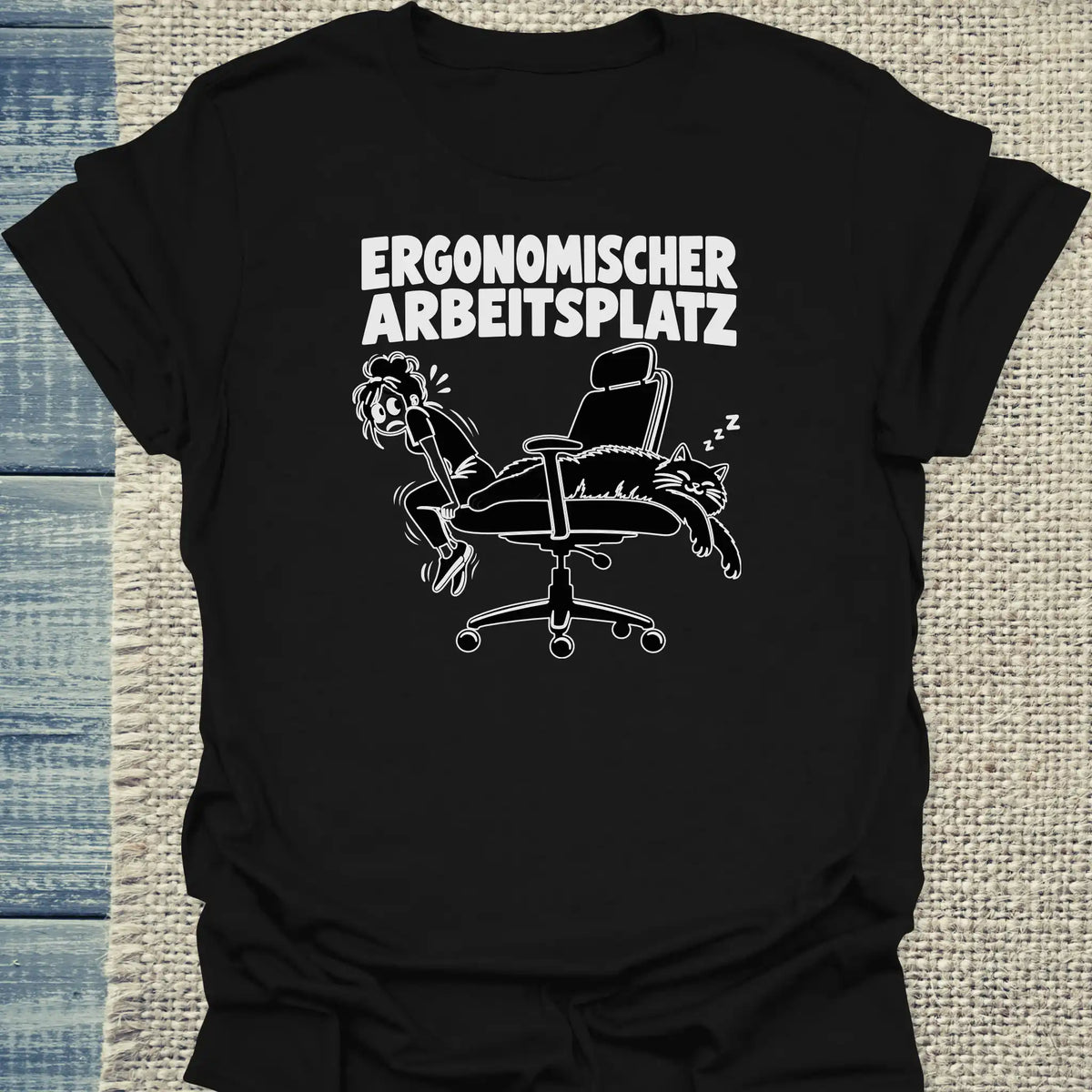 T-Shirt - Ergonomischer Arbeitsplatz - Unisex - Katze Schwarz