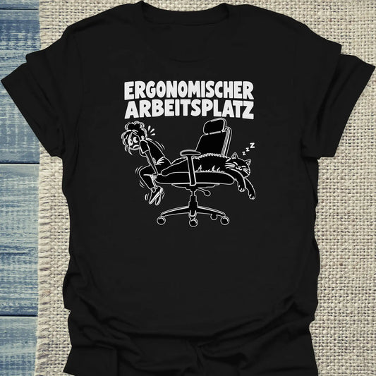 T-Shirt - Ergonomischer Arbeitsplatz - Unisex - Katze Schwarz