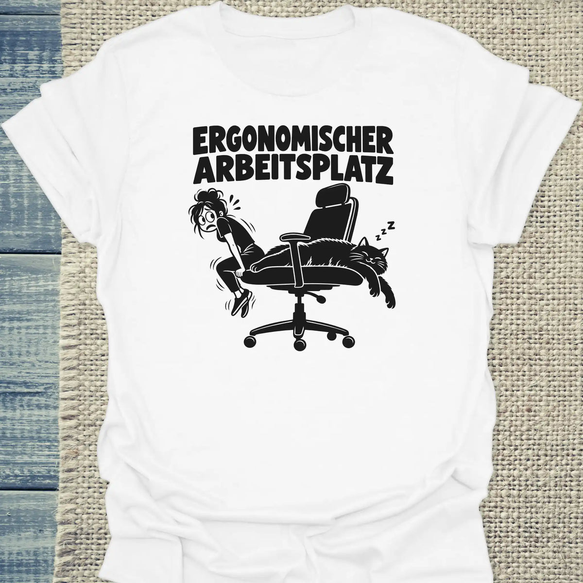 T-Shirt - Ergonomischer Arbeitsplatz - Unisex - Katze Weiß