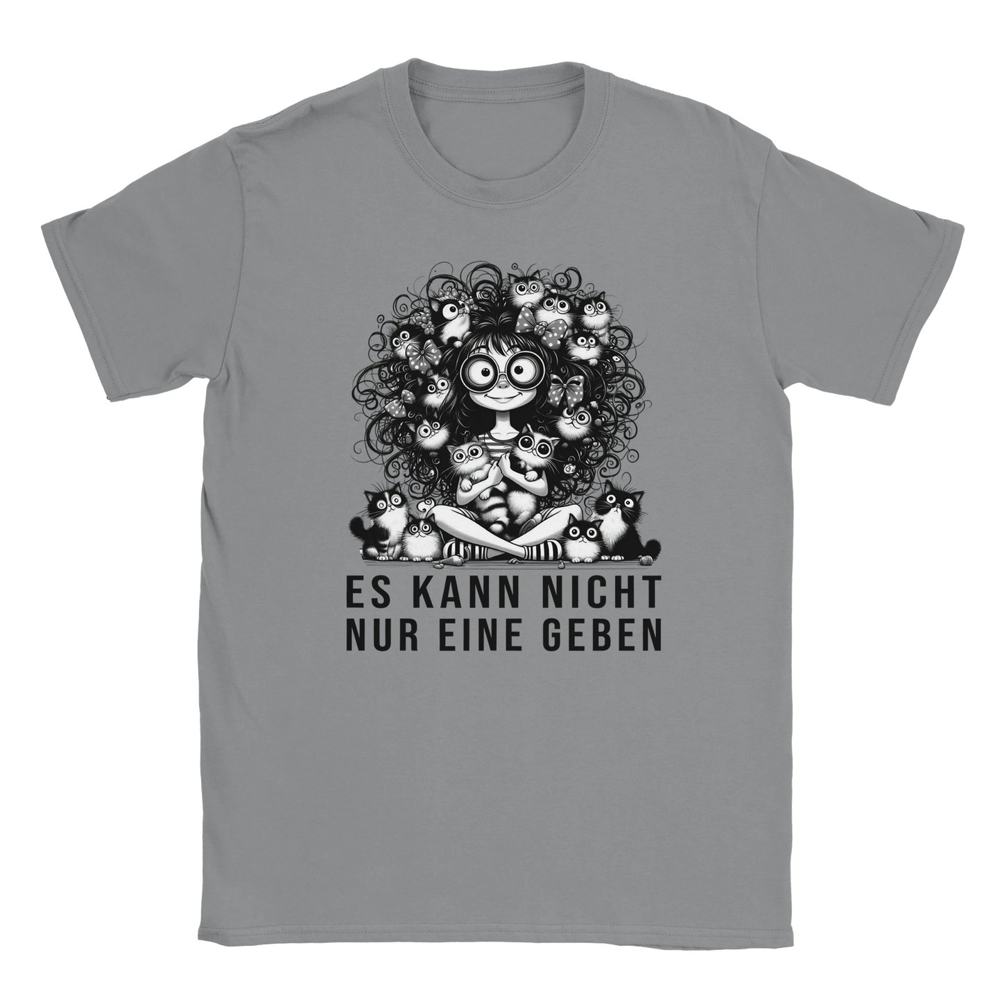 T-Shirt - Es kann nicht nur eine geben - Unisex - Kaffee, Cat Lady Grau