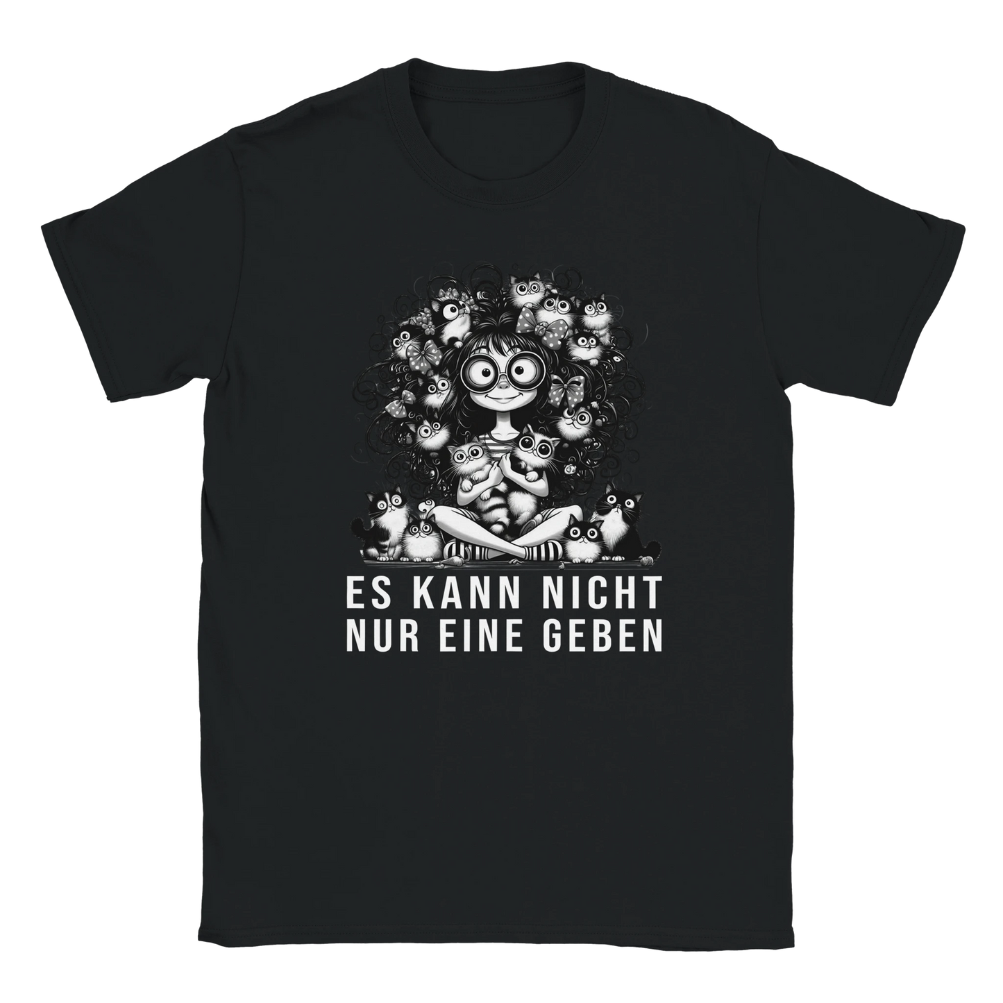 T-Shirt - Es kann nicht nur eine geben - Unisex - Kaffee, Cat Lady Schwarz