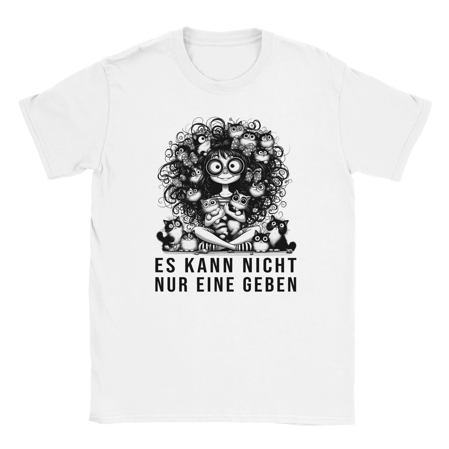 T-Shirt - Es kann nicht nur eine geben - Unisex - Kaffee, Cat Lady Weiß