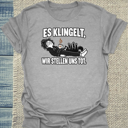 T-Shirt - Es klingelt - Unisex - Katze & Kaffee, Halloween Grau
