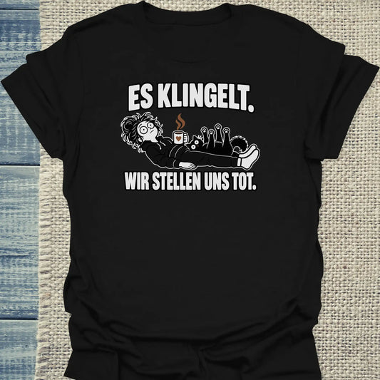 T-Shirt - Es klingelt - Unisex - Katze & Kaffee, Halloween Schwarz