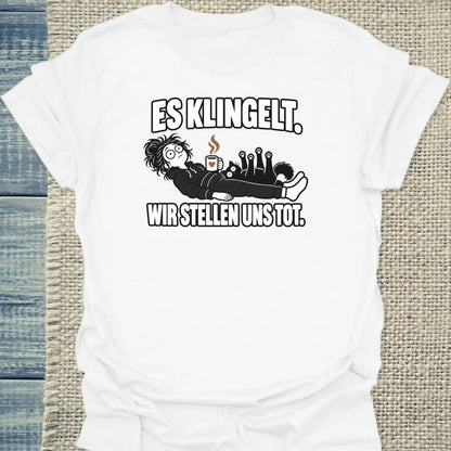 T-Shirt - Es klingelt - Unisex - Katze & Kaffee, Halloween Weiß