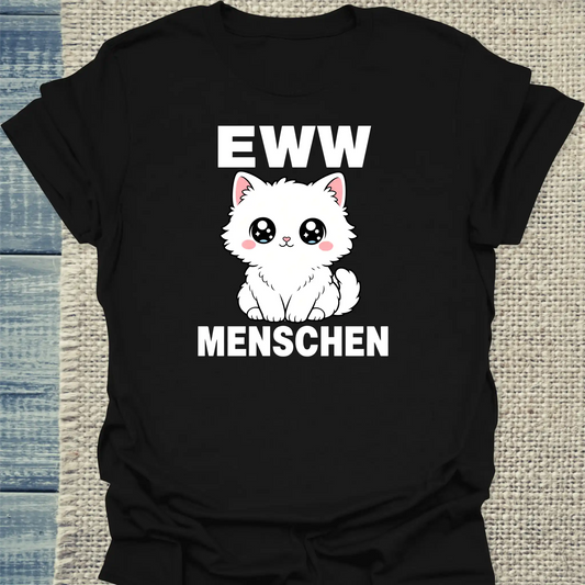 T-Shirt - EWW MENSCHEN - Unisex - Katze & Kaffee Schwarz