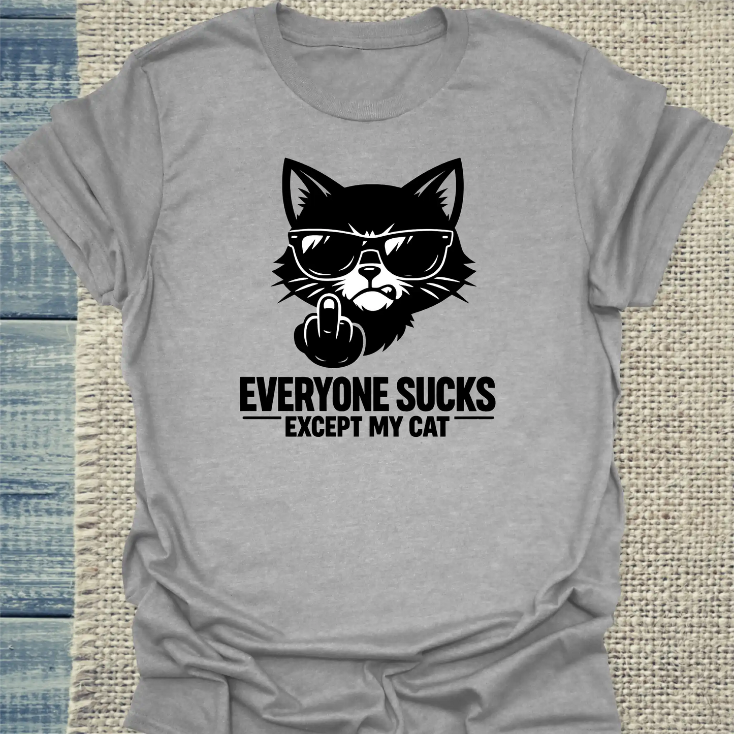 T-Shirt - EXCEPT MY CAT - Unisex - Katze Grau