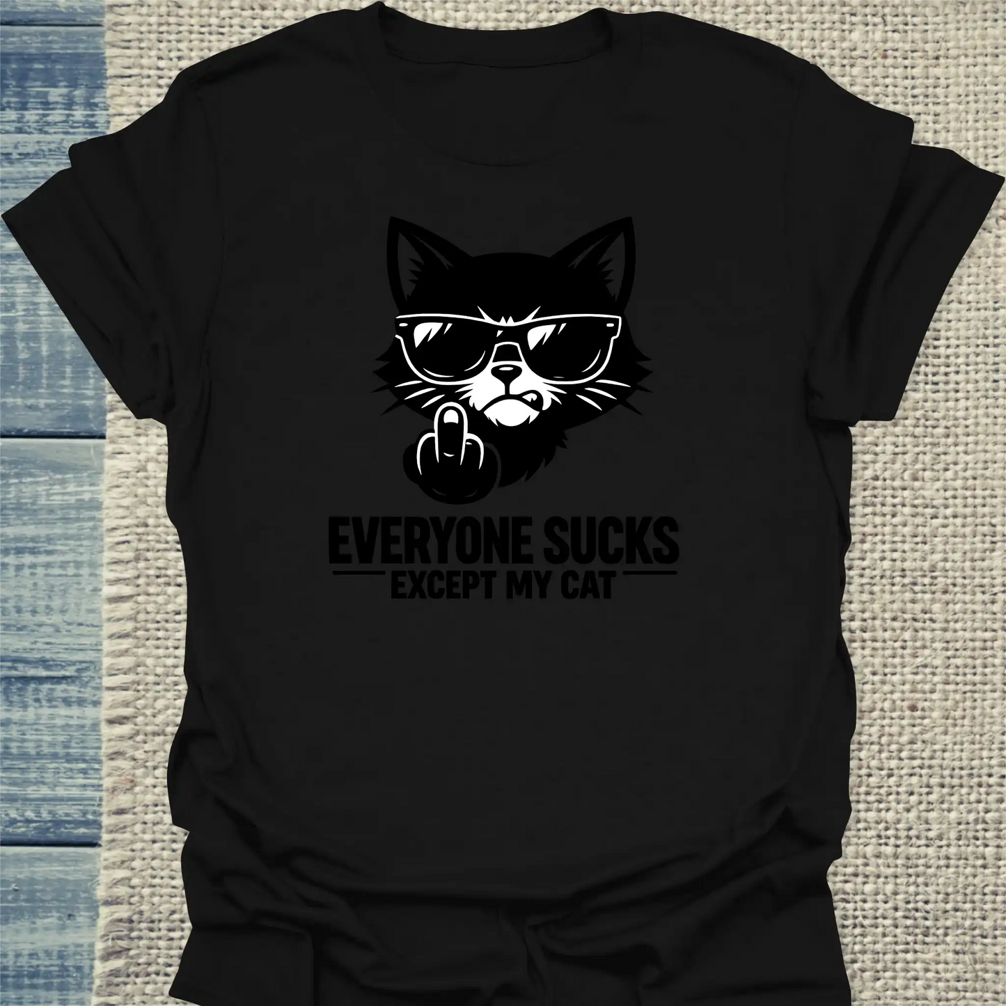 T-Shirt - EXCEPT MY CAT - Unisex - Katze Schwarz