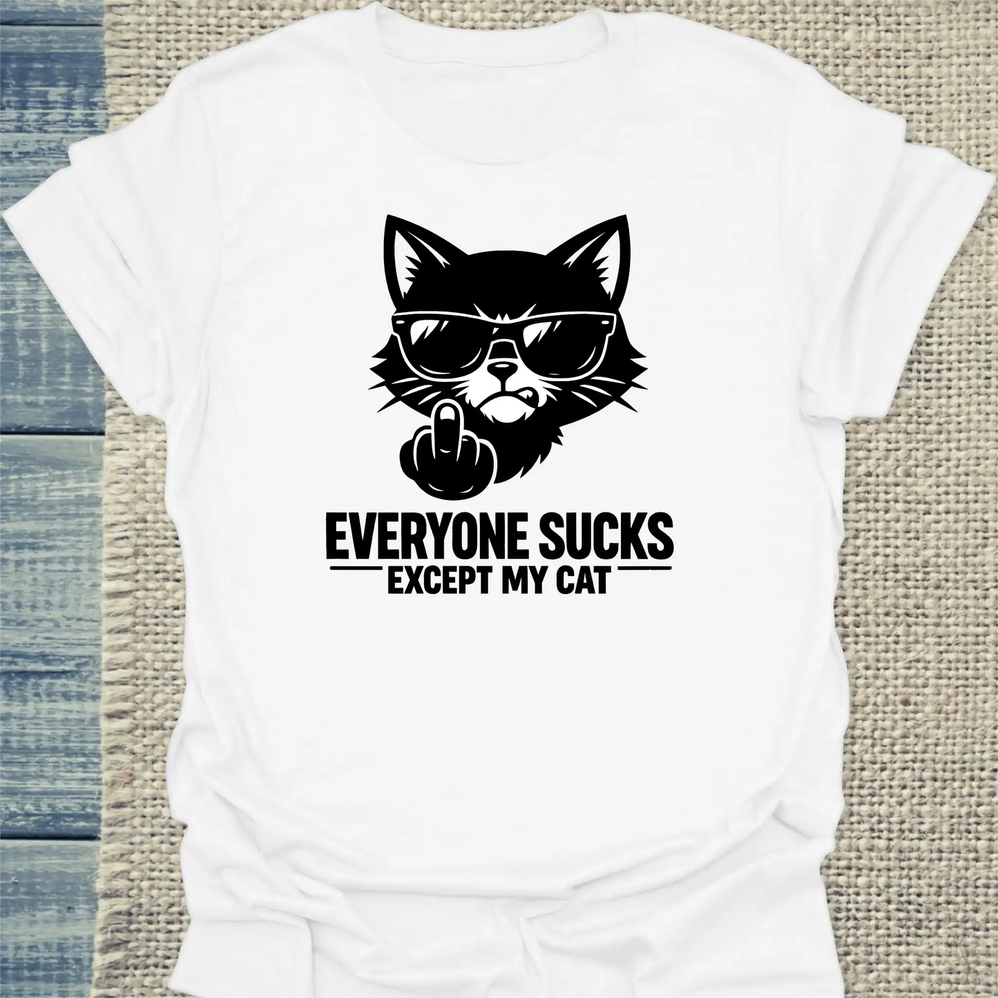 T-Shirt - EXCEPT MY CAT - Unisex - Katze Weiß