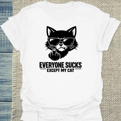 T-Shirt - EXCEPT MY CAT - Unisex - Katze Weiß