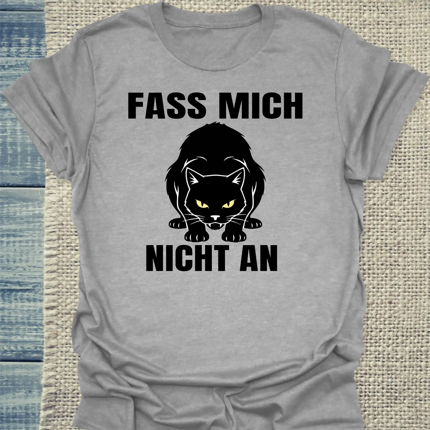 T-Shirt - Fass mich nicht an - Unisex - Katze Grau