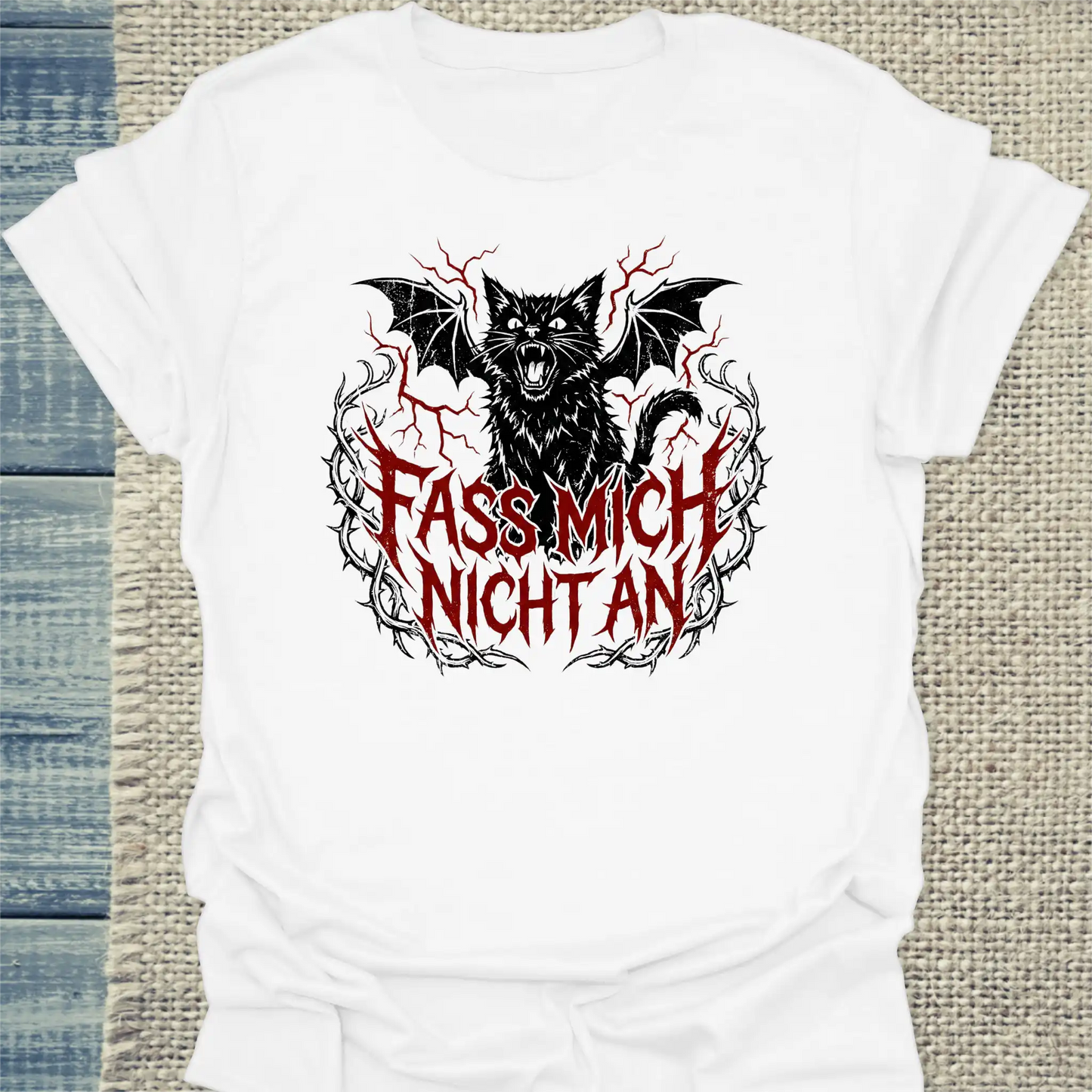 T-Shirt - Fass mich nicht an - Unisex - Katze Weiß