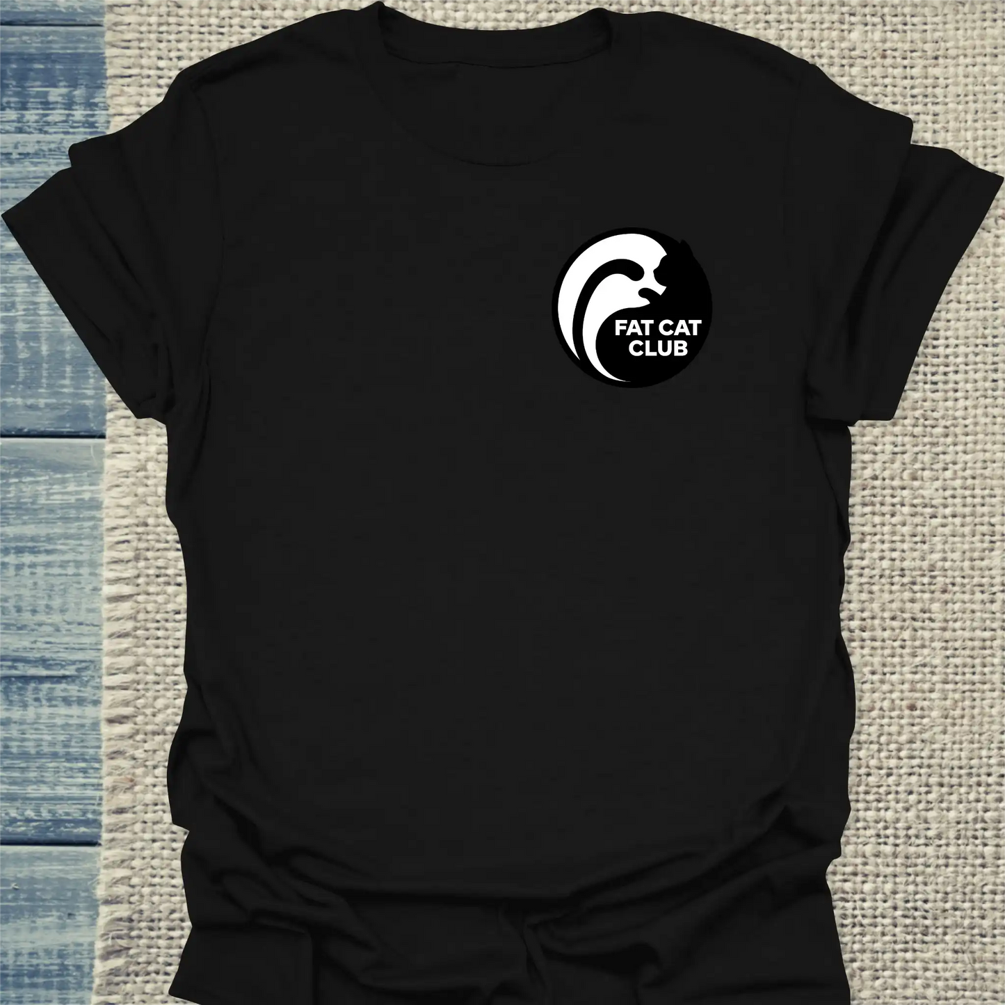 T-Shirt - Fat Cat Club - Badge - Unisex - Katze Schwarz