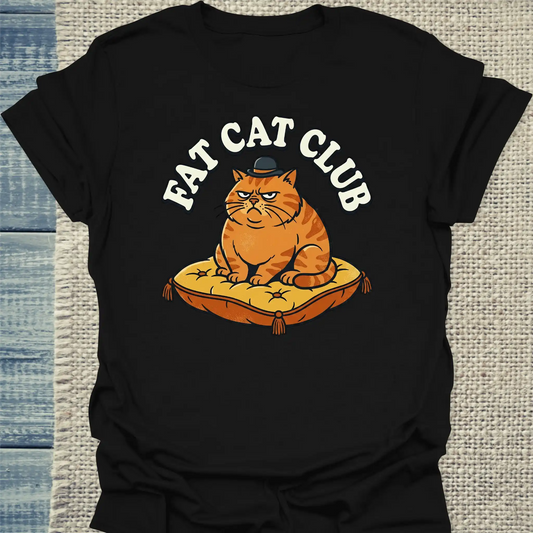 T-Shirt - Fat Cat Club - Unisex - Katze Schwarz
