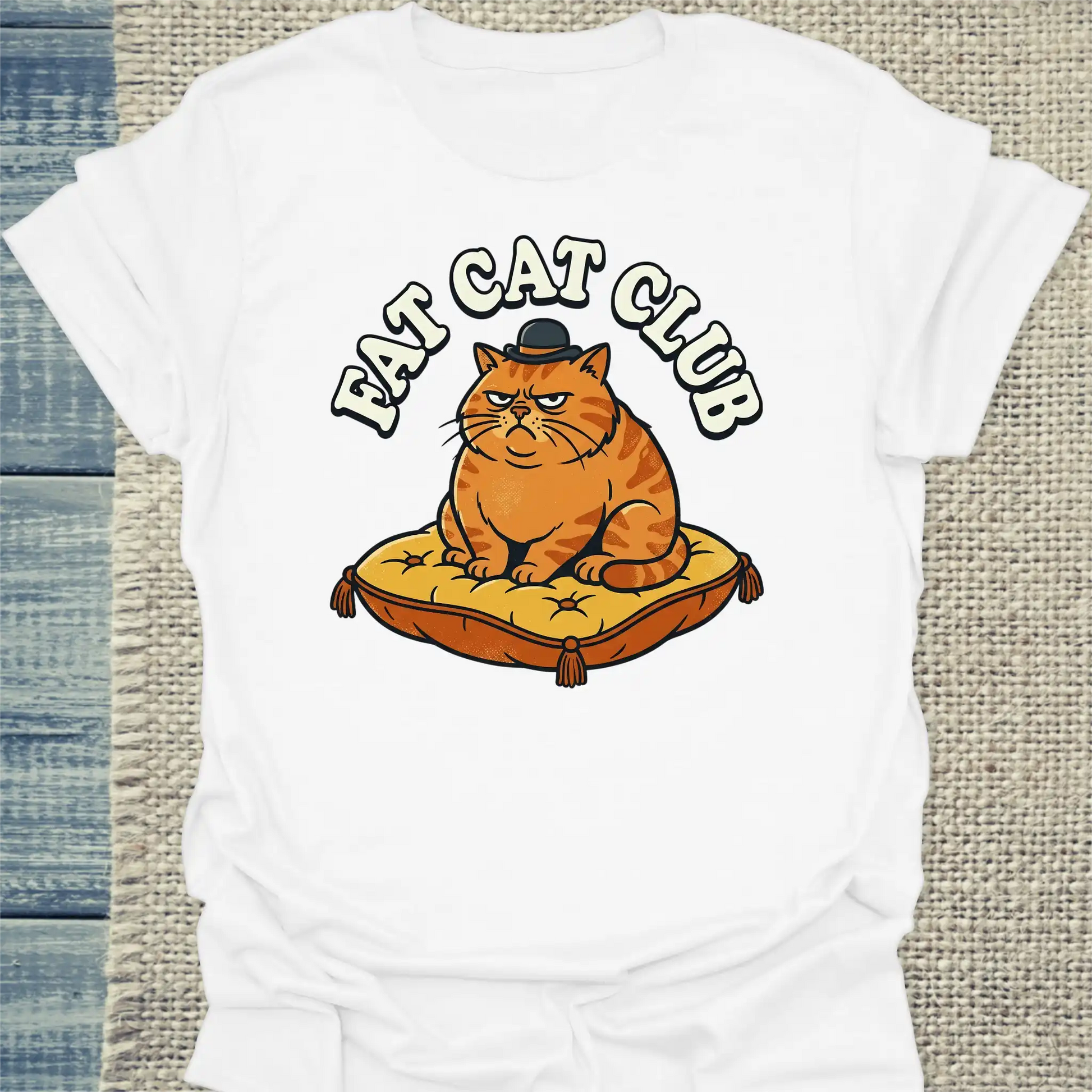 T-Shirt - Fat Cat Club - Unisex - Katze Weiß