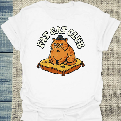 T-Shirt - Fat Cat Club - Unisex - Katze Weiß