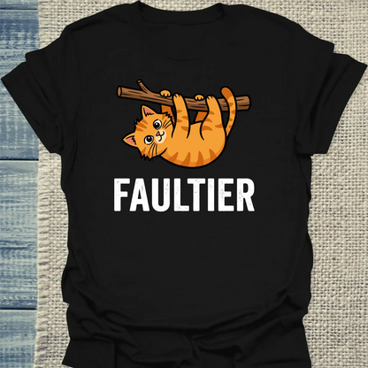 T-Shirt - Faultier - Unisex - Katze & Kaffee Schwarz