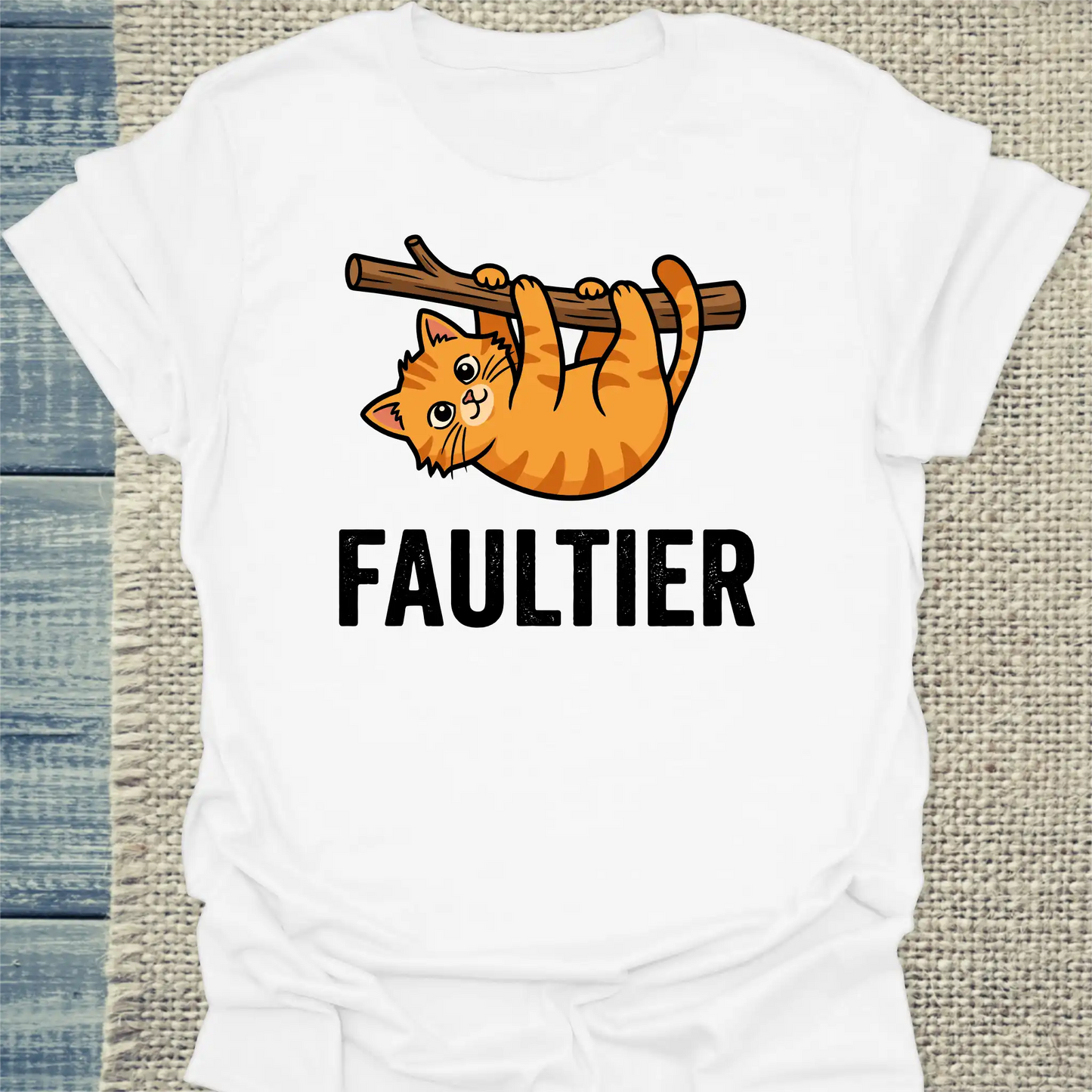 T-Shirt - Faultier - Unisex - Katze & Kaffee Weiß