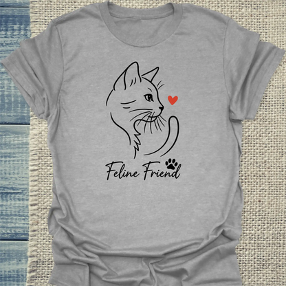 T-Shirt - Feline Friend - Unisex - Katze Grau