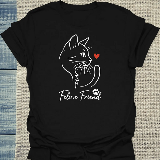 T-Shirt - Feline Friend - Unisex - Katze Schwarz