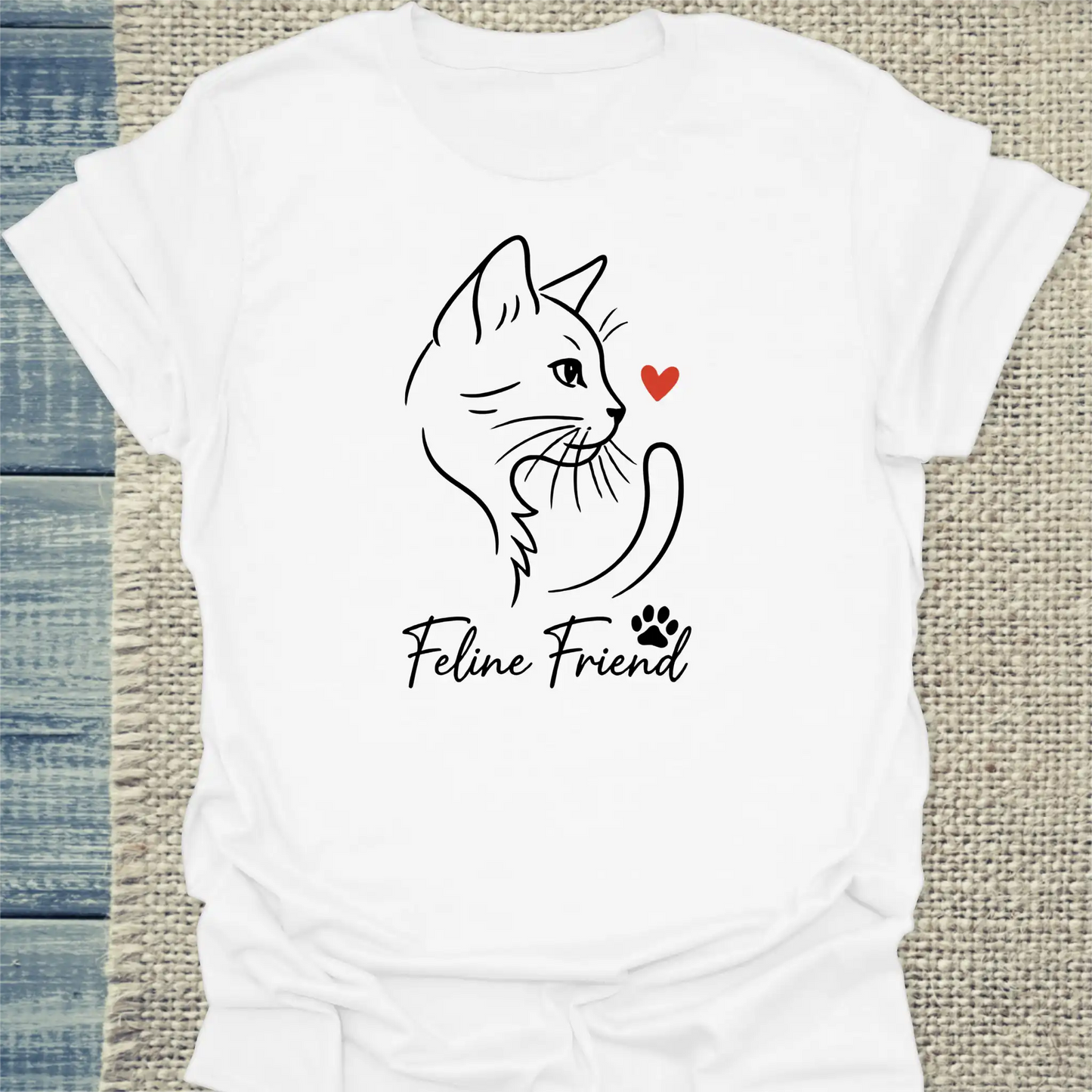 T-Shirt - Feline Friend - Unisex - Katze Weiß